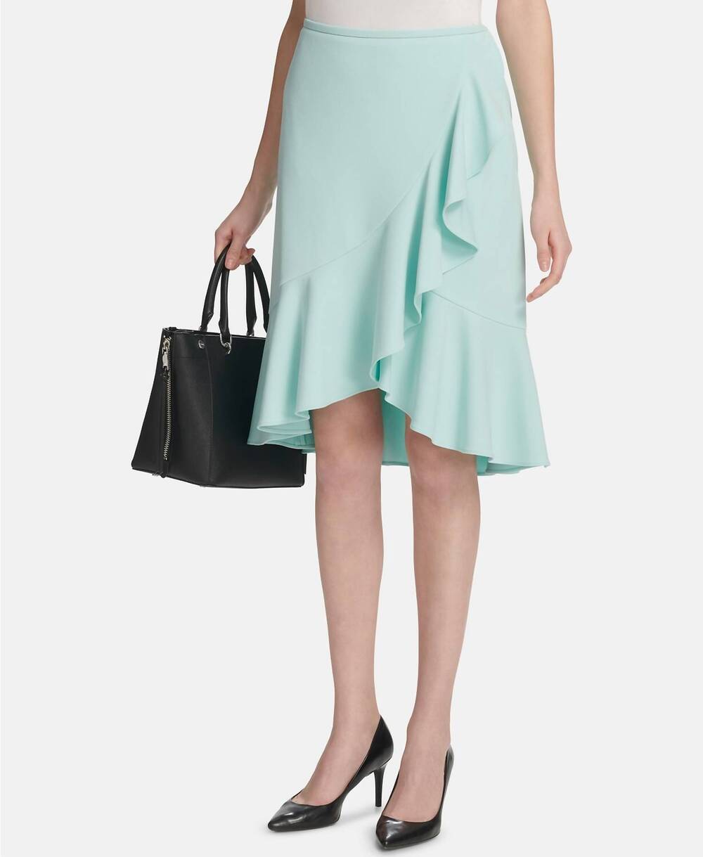 NEW CALVIN KLEIN ruffled pencil skirt in sea green